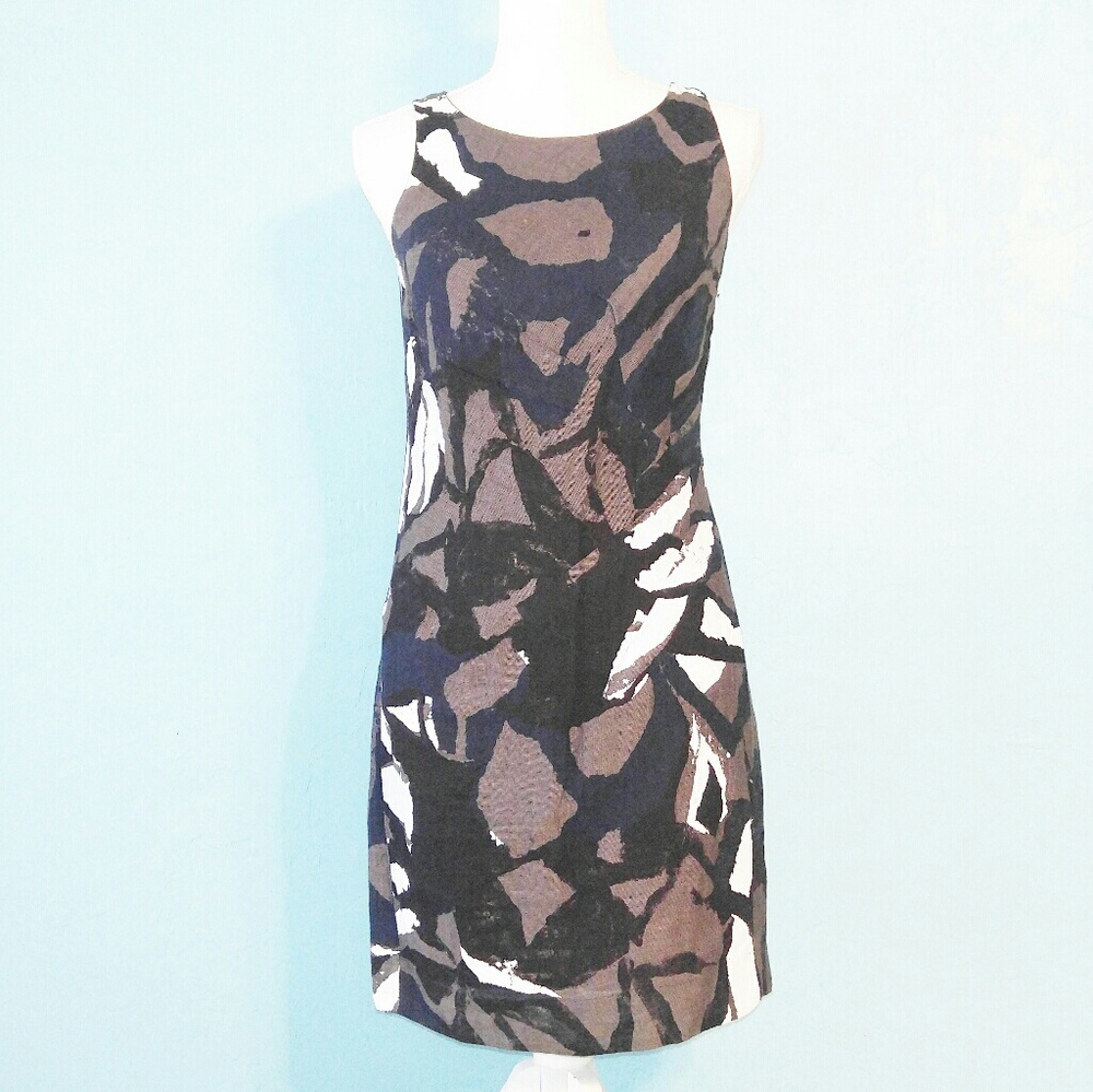 Vince Textured Abstract Geometric Sheath Dress